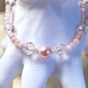 Elegant Pink Pearl and Crystal Bracelet!